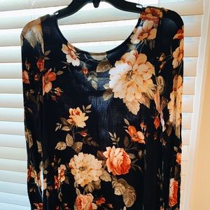 Floral and black long sleeve shirt